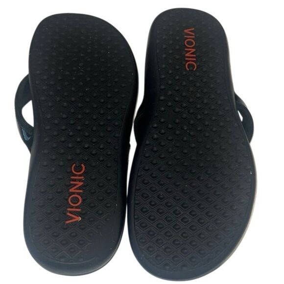 Vionic Tide Black Patent Detail Toe Post Slide Sandals Size 9 - Picture 3 of 8